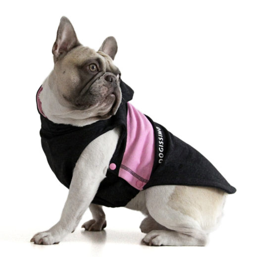 Grey/Pink Chevron Hoodie for French Bulldogs