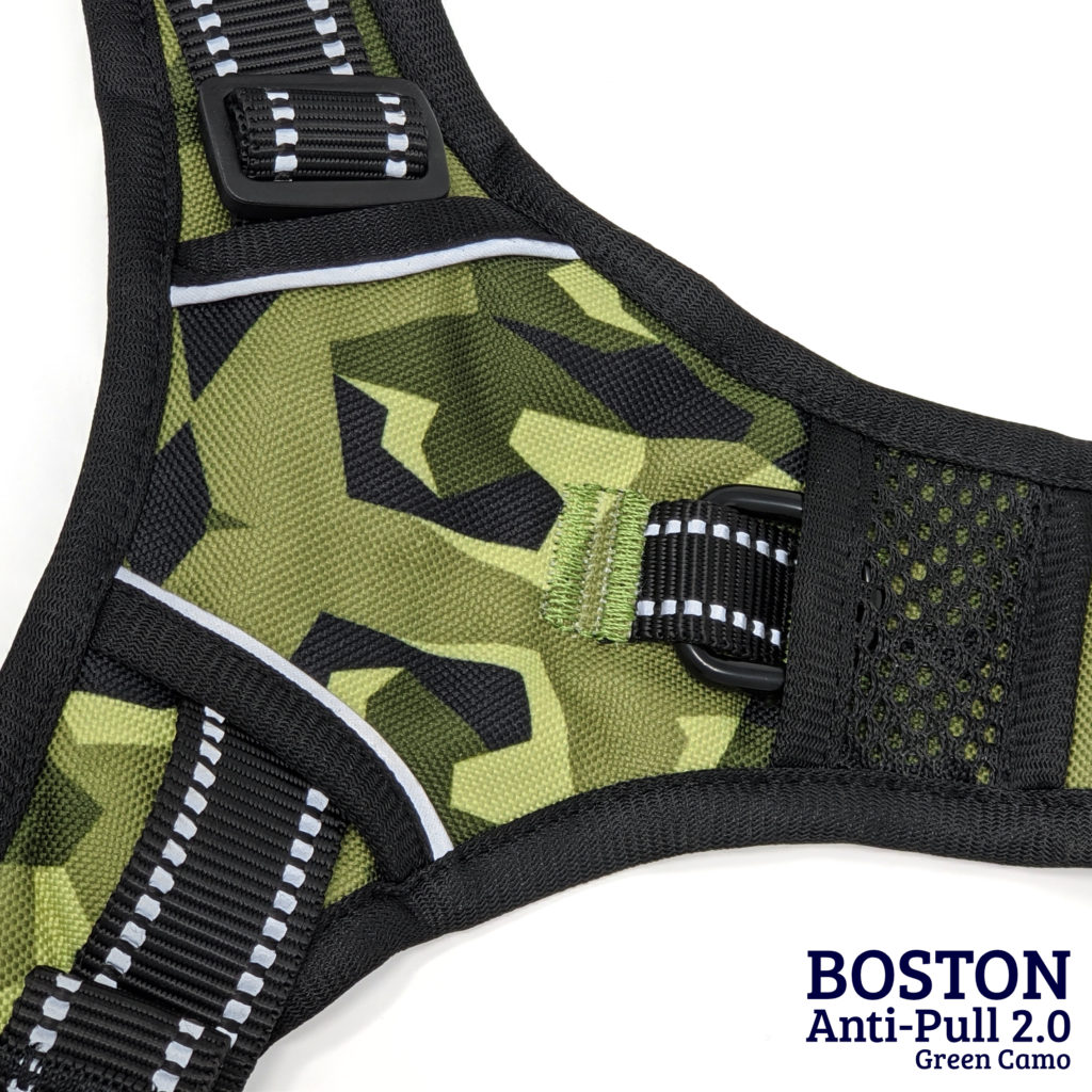 Boston Anti-Pull Dog Harness 2.0 - Green Geo-Camo